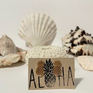 Gold Pineapple Earrings